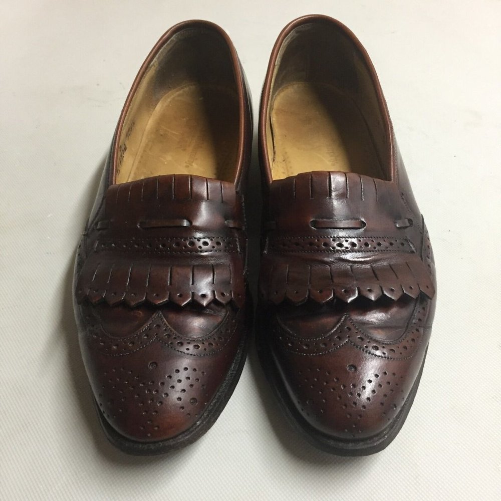 Johnston & Murphy Optima Brown Wingtip Brogue Tassel Kiltie Slip-On Loafer 8 D/B View 2